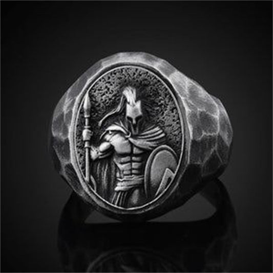 Mens Geometric Oval Ring Electroplated Alloy Ring Euro Warrior Ring Nostalgic Trend Ring For To Urban Festivals