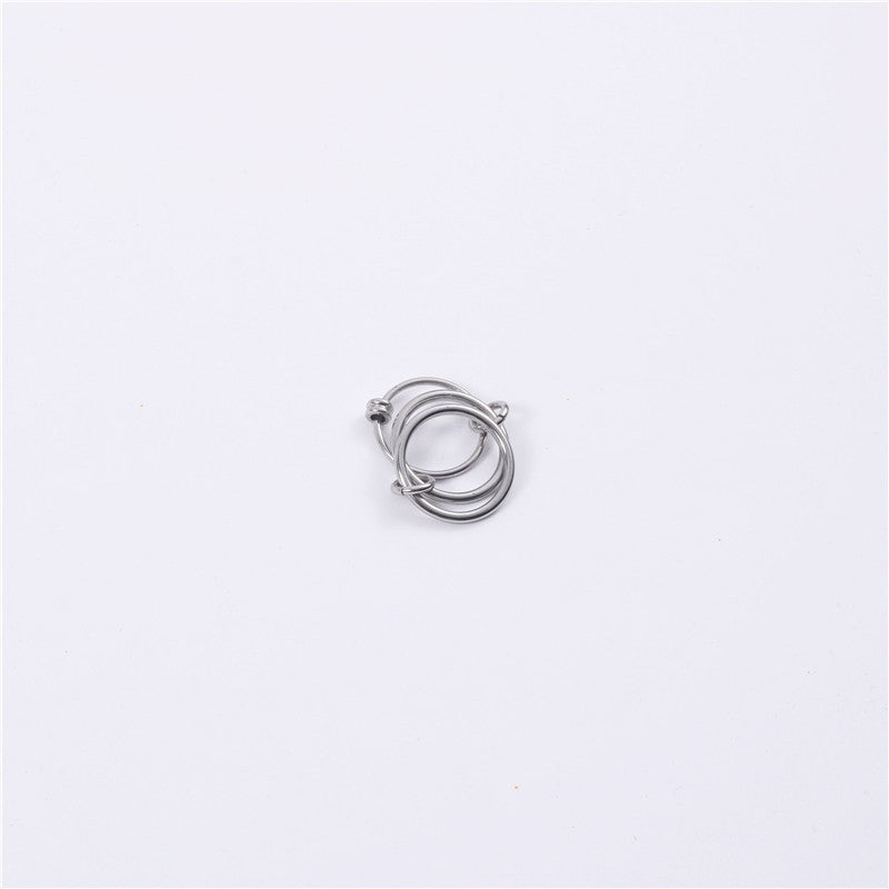 Three Finger Ring Shape Variable Hip Hop Titanium Steel Women Geometric Fashion Ring Modern Accessory Everyday Wear