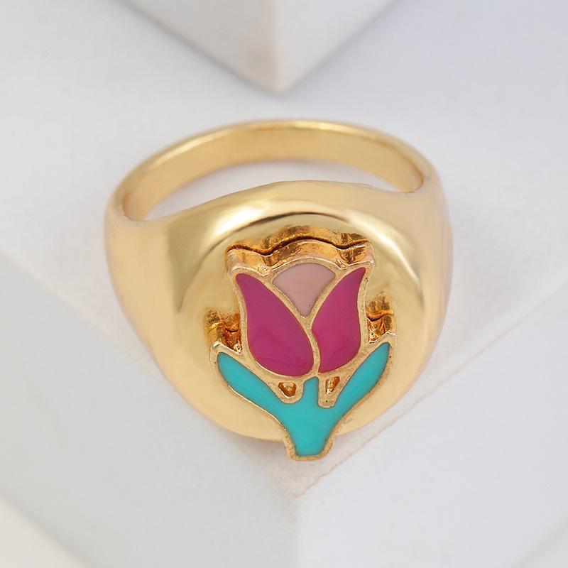 Womens Adjustable Alloy Rings With Drop Design Fashionable Daisy Tulip Gossip And Love Trendy Blogger Inspired