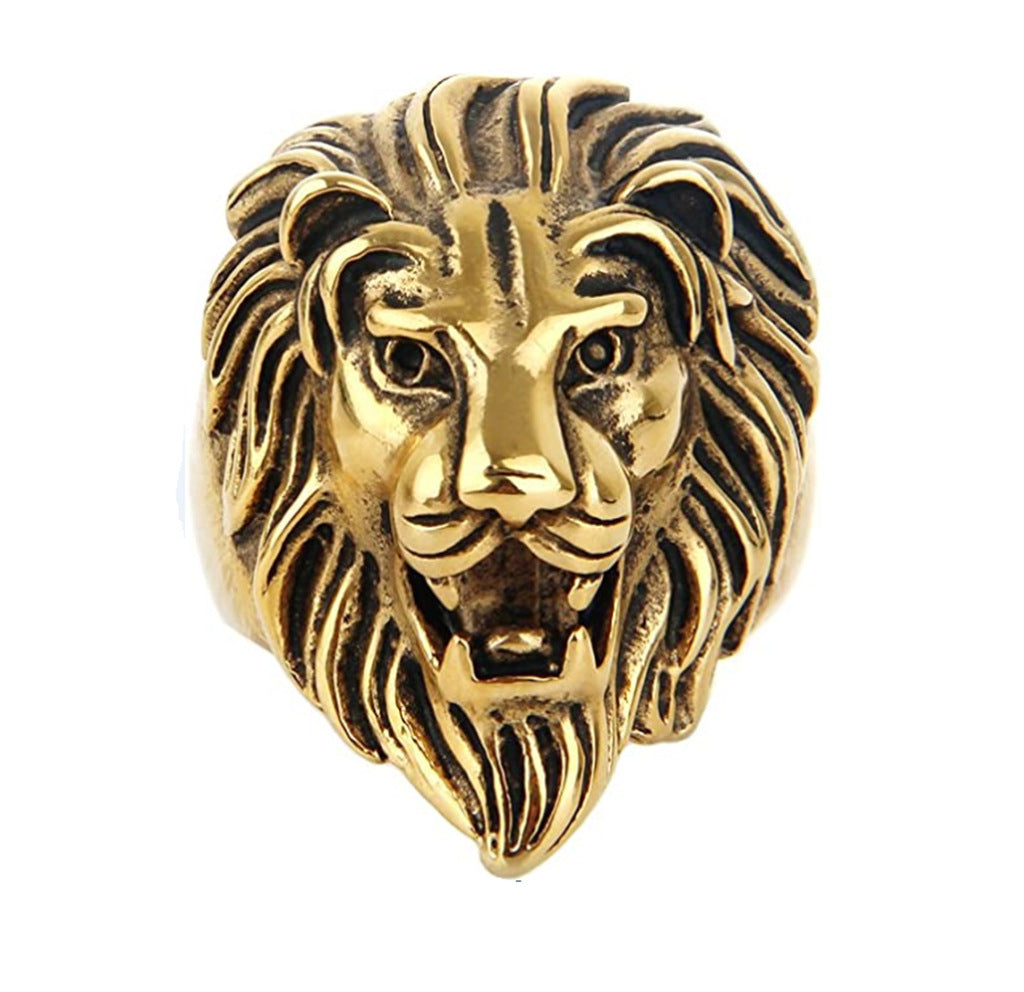 Unisex Hip Hop Punk Ring Stainless Steel Gold Plated Animal Zodiac Fashion Jewelry For Men Women Teens Durable