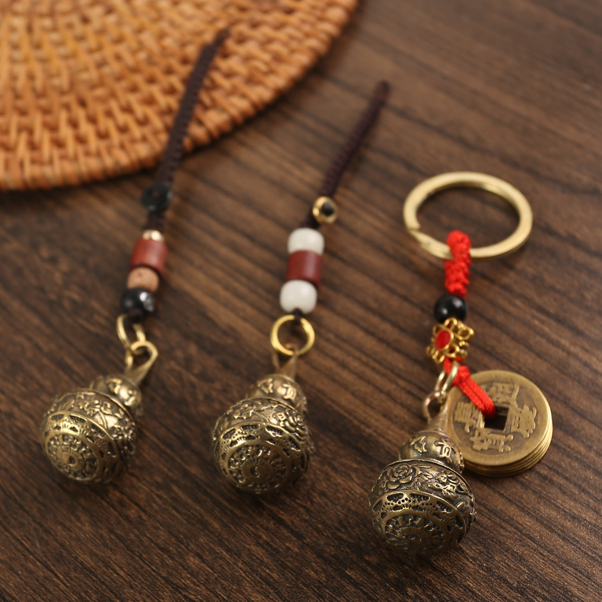 Gourd Keychain Pure Copper Pendant With Rich National Style Design For Keys Bags Holiday Gift And Everyday Use
