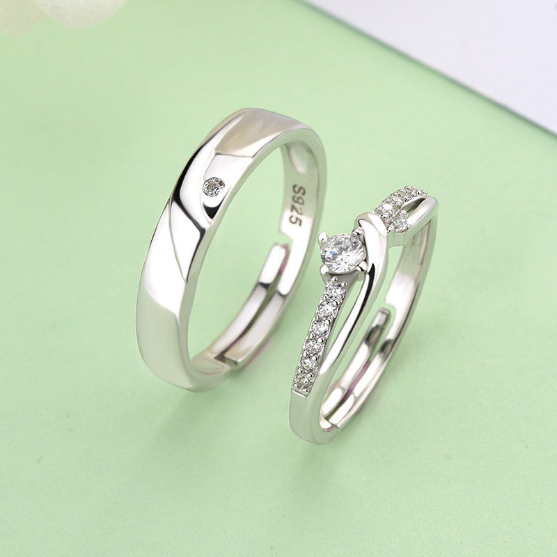 Couples Ring Set Adjustable Silver Rings For Women And Men Promise Rings Anniversary Gift Matching Rings For Couples