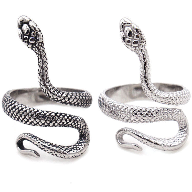 Vintage Mens Long Snake Titanium Steel Ring With Fashionable Minimalist Design And Electroplated Finishes Ultra