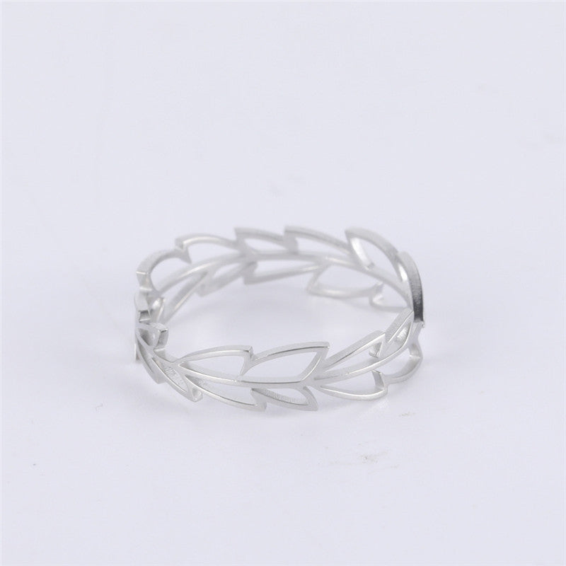 Adjustable Leaf Ring Stainless Steel Plant Jewelry For Women Girls European Fashion Titanium Elegant Daily Kit