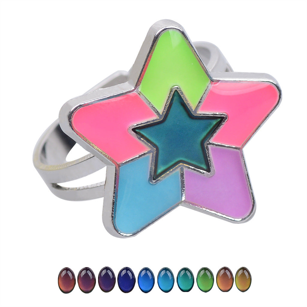 Gold Plated Adjustable Ring With Reactive Color Changing Heart And Fluorescent Edge Glow For Women Night Glows