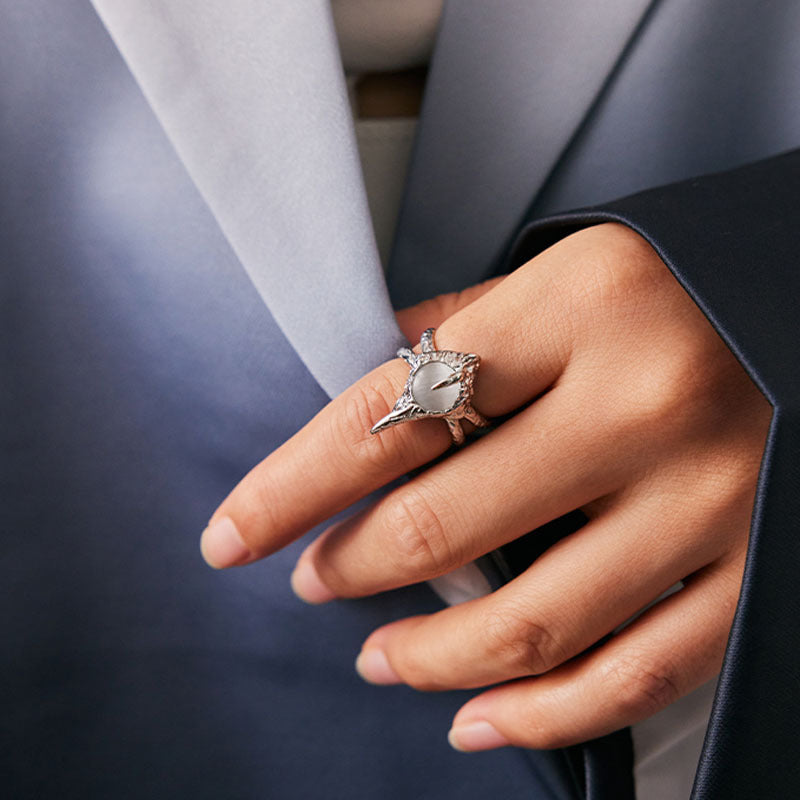 Gold Plated Copper Opal Inlay Ring Irregular Geometric Fold Design For Women Fashion Jewelry Elegant Accessory