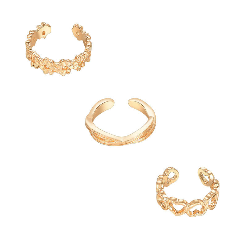 Gold Plated Geometric Rings For Women Fashion Jewelry Ring Set High Quality Trendy Elegant For Everyday Wear Gift