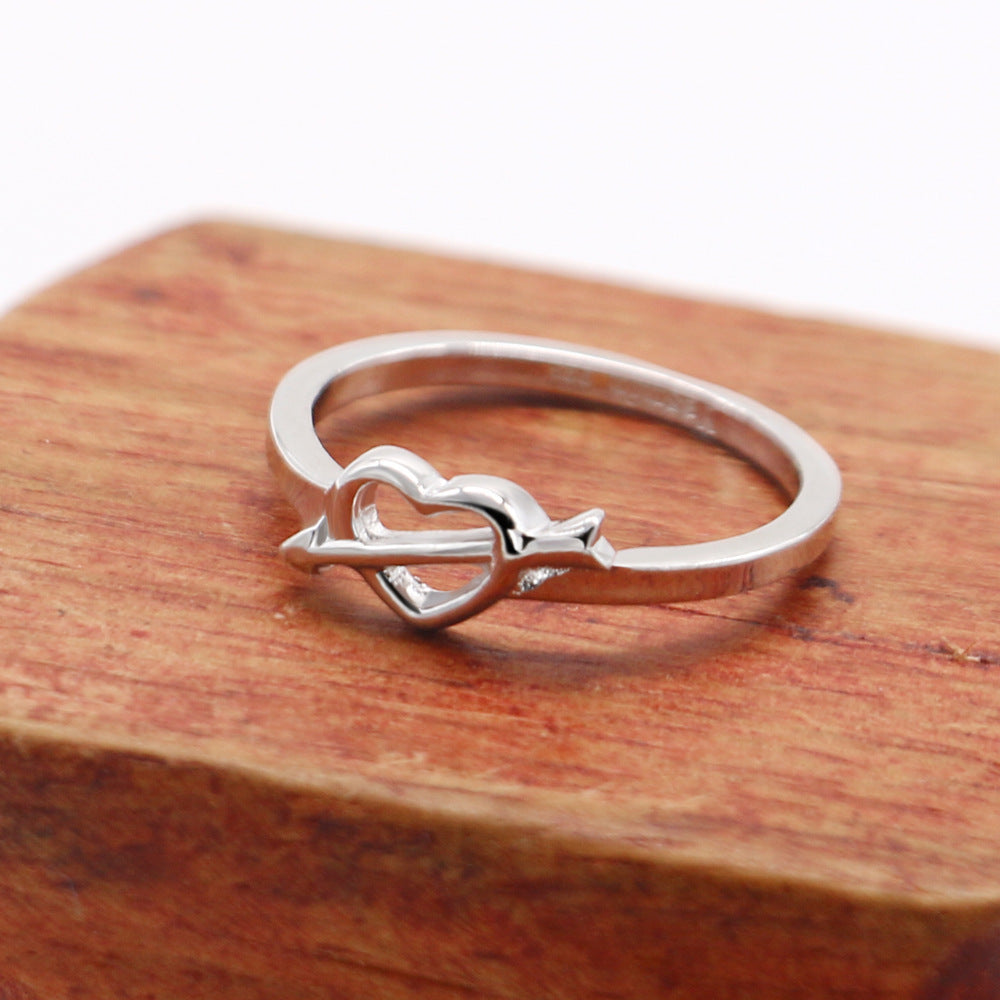 Womens Ring Shape Cupid Arrow Design Plated Platinum Durable Fashion Jewelry Gift Bohemian Geometric Accessory