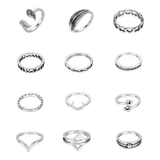 Geometric Ring Set for Women Electroplated Knuckle Rings