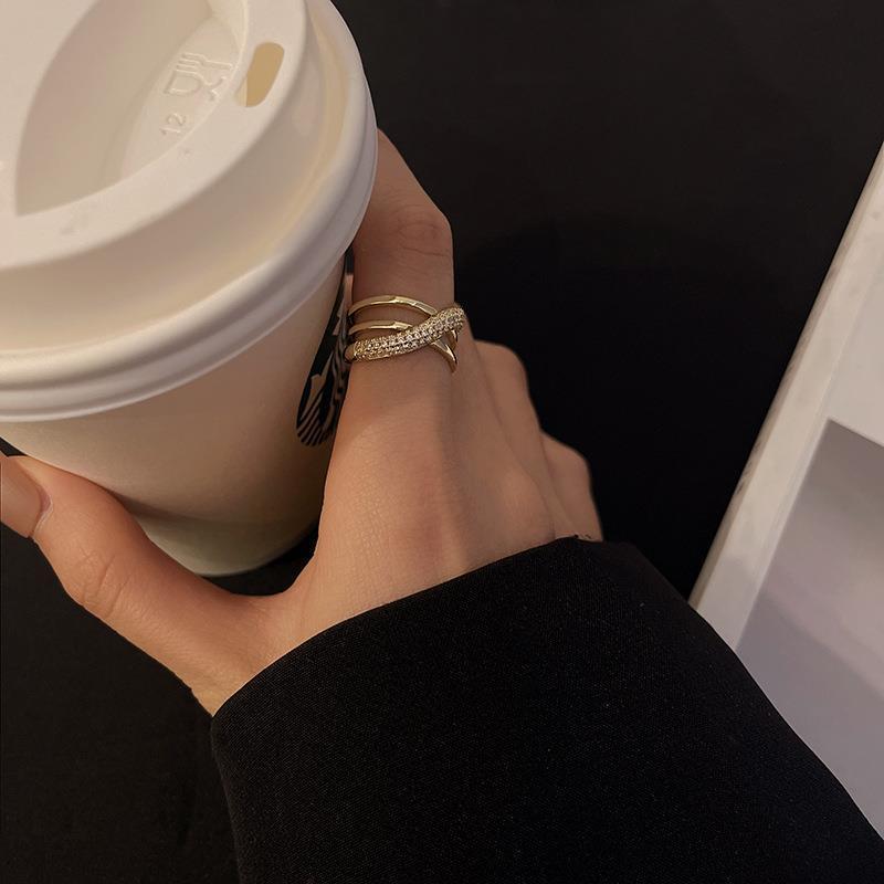 Womens Adjustable Cross Ring 18K Gold Plated Copper Geometric Ring Jewelry Fashion Designs Elegant Gift Unique