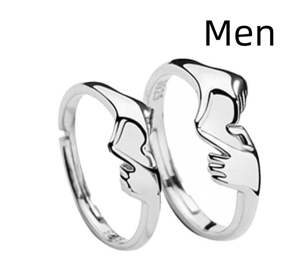 S925 Silver Rings Love Hand Holding Design Adjustable Opening Unisex Pair For Couples Engagement Jewelry Gifts