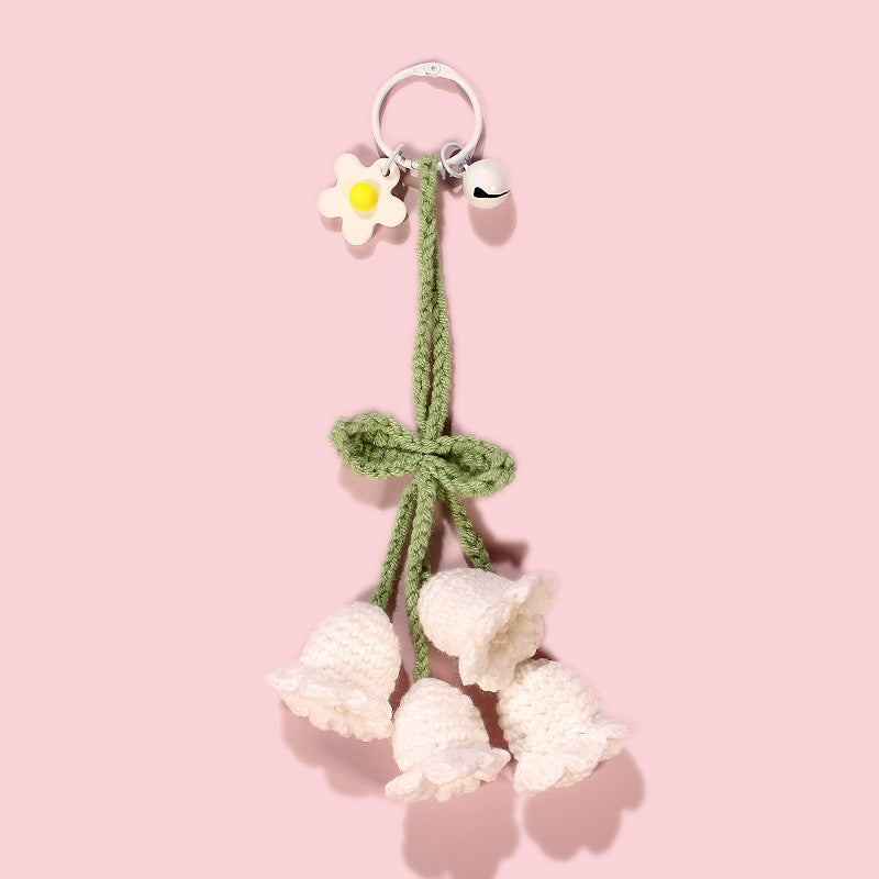 Handmade Crochet Lily Of The Valley Keychain Woolen Flower Accessory For Keys Bags And Home Decor Gift For Everyday Use