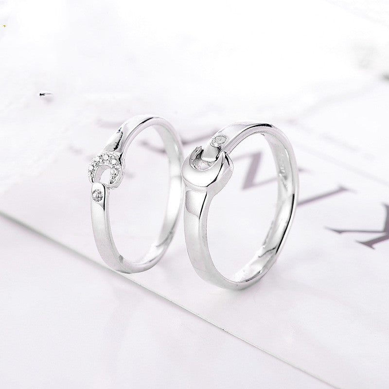 Silver Couple Ring Set Matching His And Hers Promise Bands