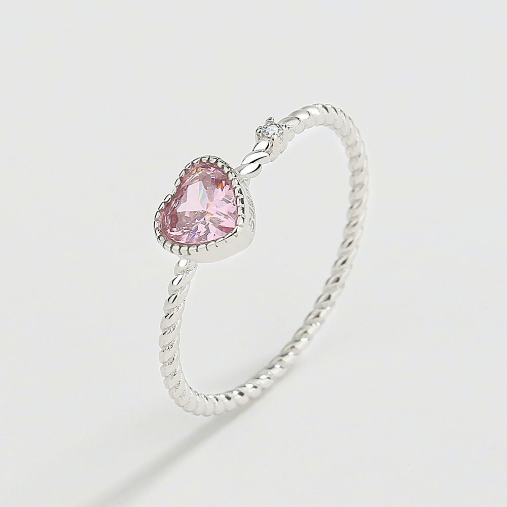 Womens 925 Silver Ring Twisted Rope Design Round Finger Ring for Women Lady Crystal Ring Elegant Jewelry Fashion Ring Gift for Her