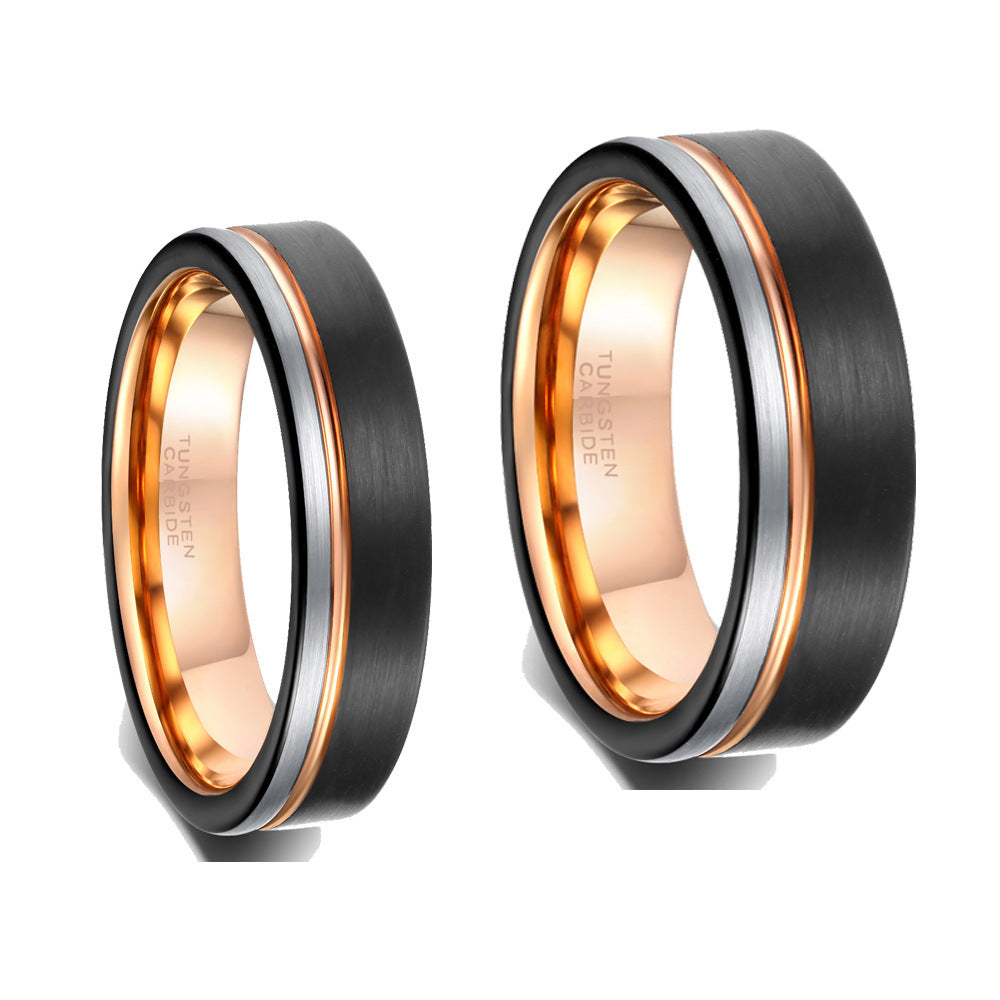 Mens Tungsten Ring Three Color Domineering Band European