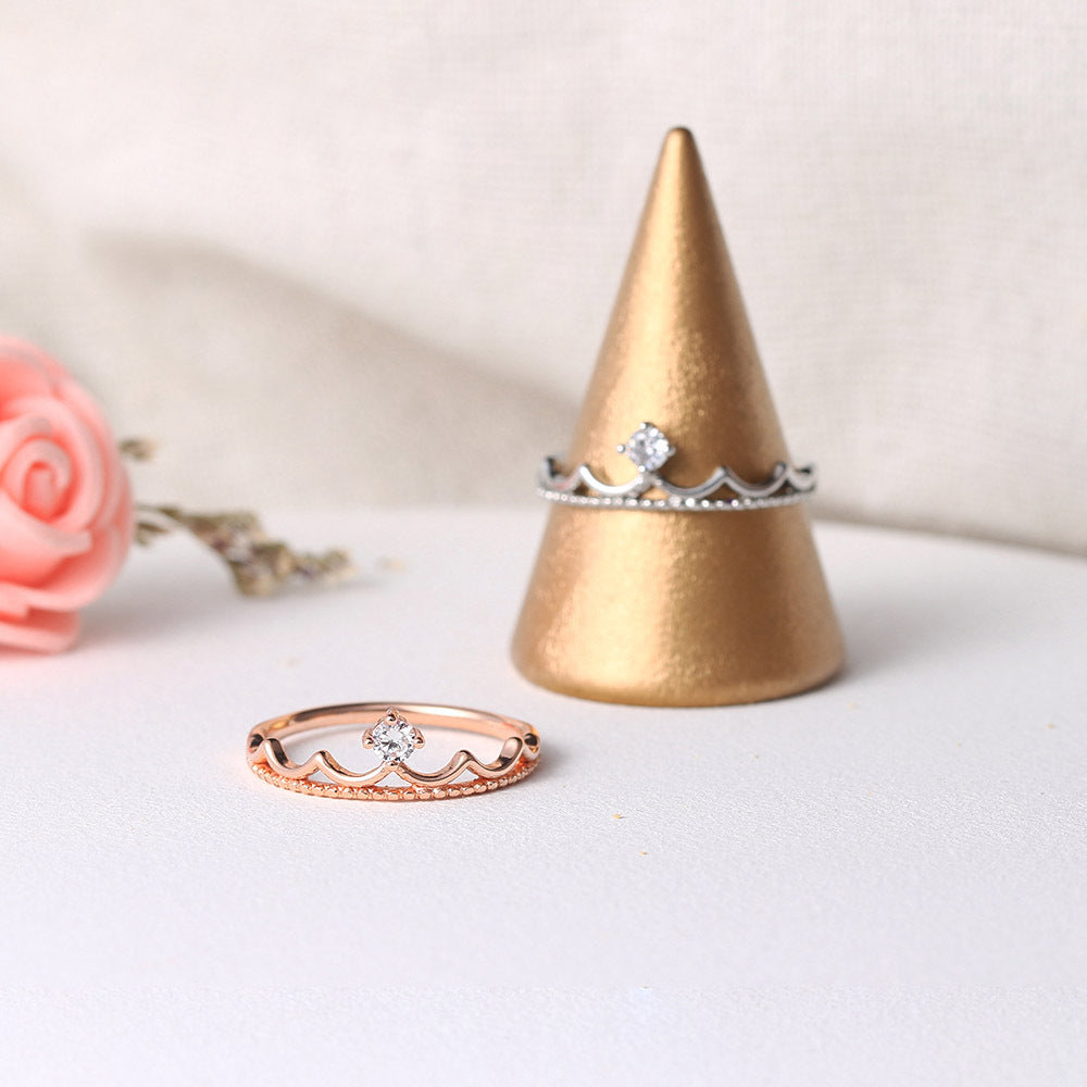 Elegant Crown Ring Gold Plated Copper With Zircon Stones For Women Wedding Band Classic Design Gift Ready Sale