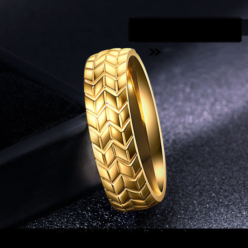 Personalized Titanium Steel Mens Ring Gold Tone Korean Style Electroplated Fashion Accessory Size 07 08 Gift Now