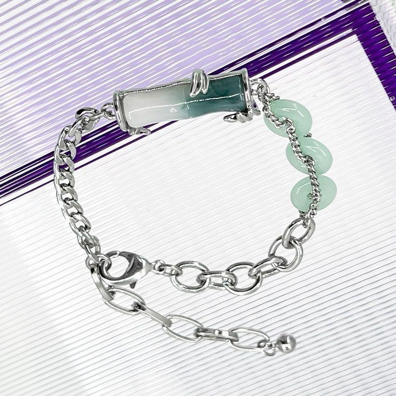 Unisex Alloy Bracelet With Bamboo Buckle Rhombus And Drop Shape Electroplated Finish Jewelry For Men And Women