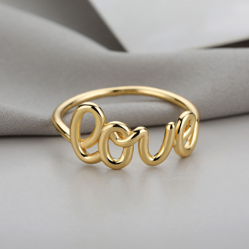 Gold Plated Love Couple Rings Unisex Copper Jewelry