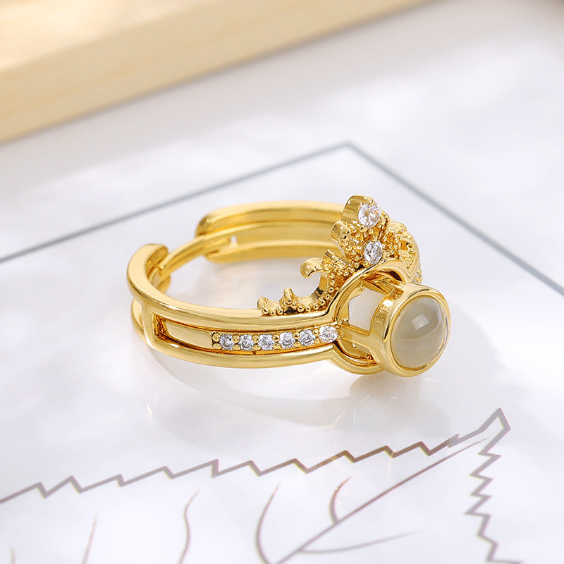 Unisex Ring 100 Languages I Love You Projection Adjustable Stainless Steel Couple Ring Romantic Gift Jewelry Durable