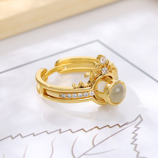 Unisex Ring 100 Languages I Love You Projection Adjustable Stainless Steel Couple Ring Romantic Gift Jewelry Durable