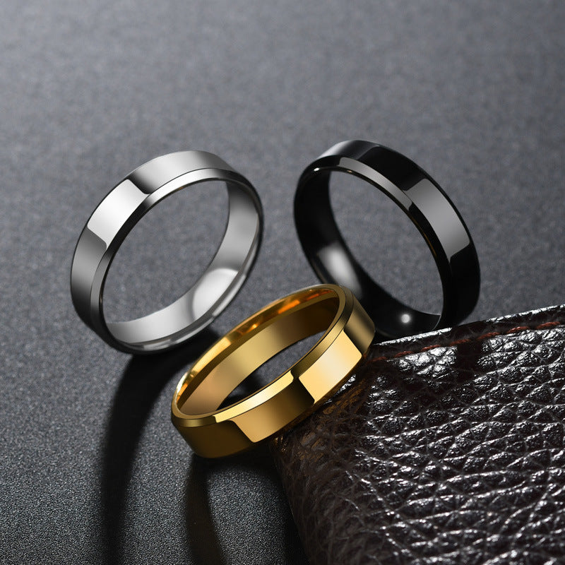 Stainless Steel Couple Rings For Him And Her Geometric Unmounted Ring Set Matching Bands Blue Black Gold Steel