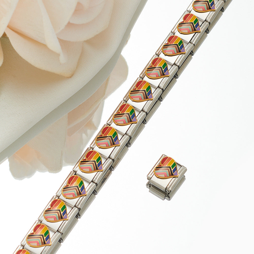 Unisex Stainless Steel Bracelet Cartoon Heart Bracelet Combination Decorative Bracelet Fashion Jewelry For Men