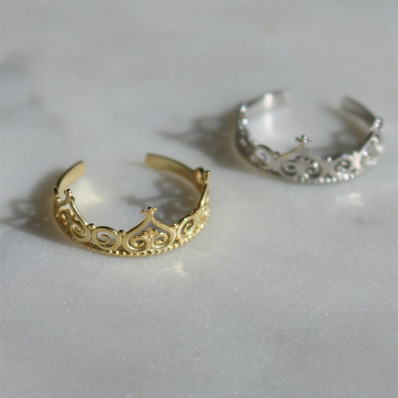 Womens Adjustable Ring Princess Crown Geometric Alloy Electroplated Fashion Jewelry High Quality New Design Stylish