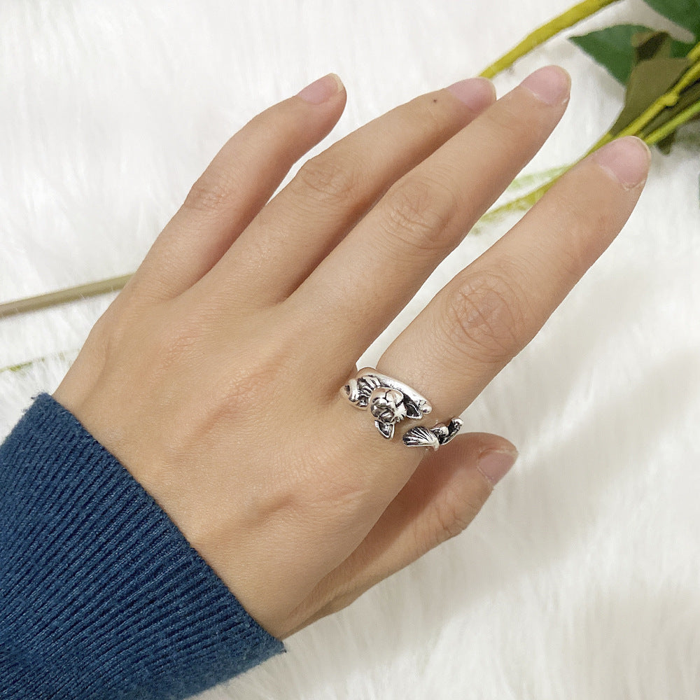 Unisex Alloy Chinchilla Ring Adjustable Opening Geometric European Fashion Hip Hop Retro Punk Ring Silver For All