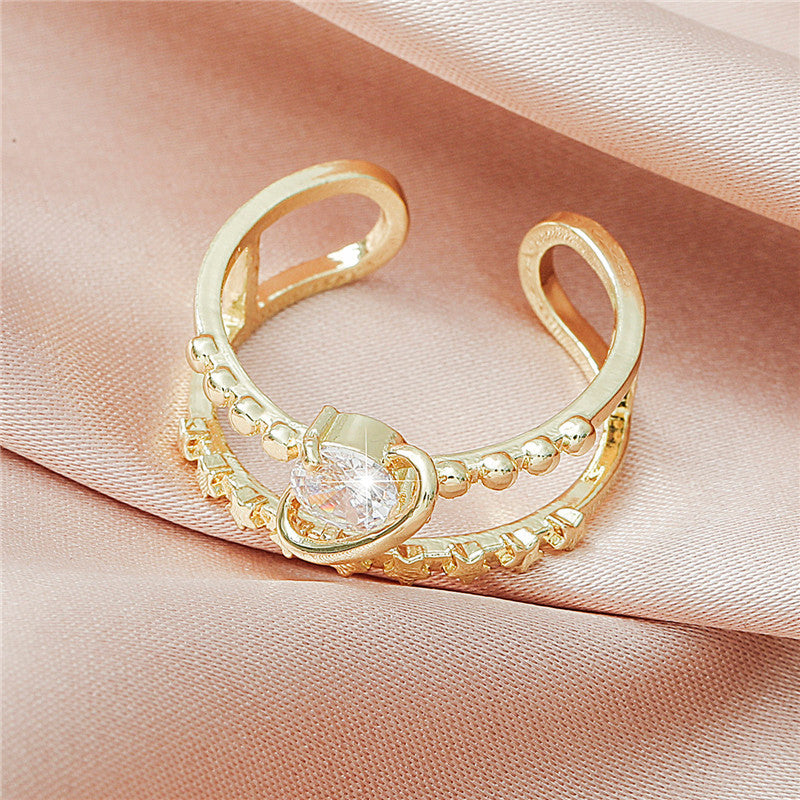 Copper Ring Adjustable Hollow Geometric European Design Index Finger Ring Simple Band Fashion For Everyday Use