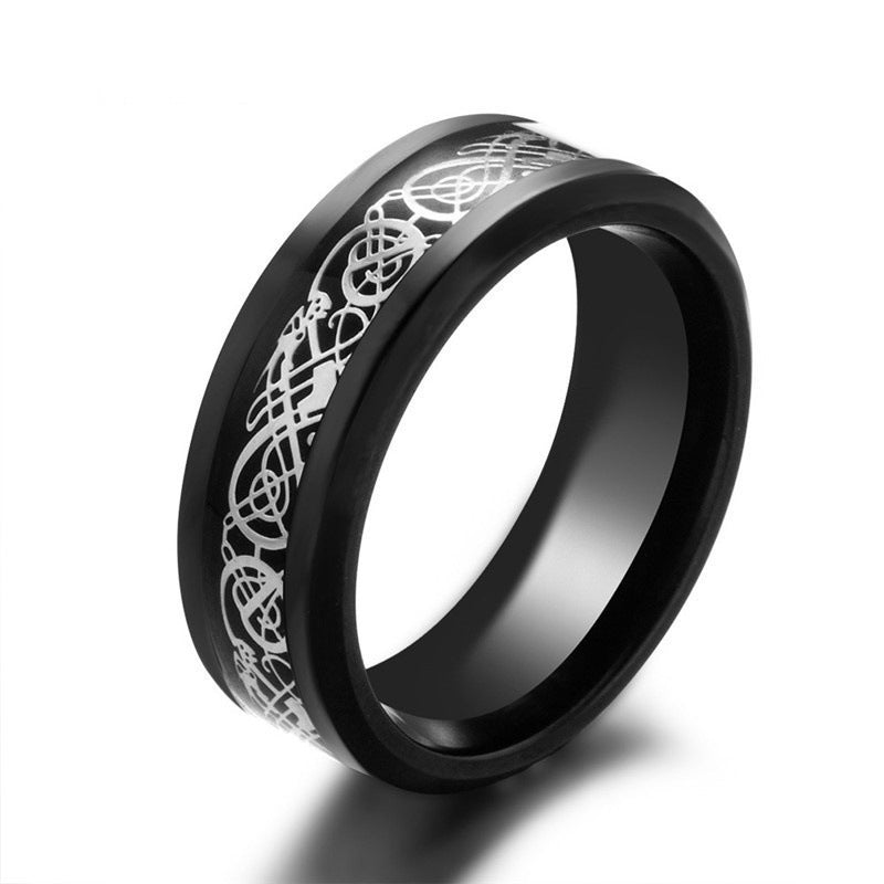 Titanium Steel Carbon Fiber Dragon Ring Material Style Simple Stylish Features Plating Color Image Color Image