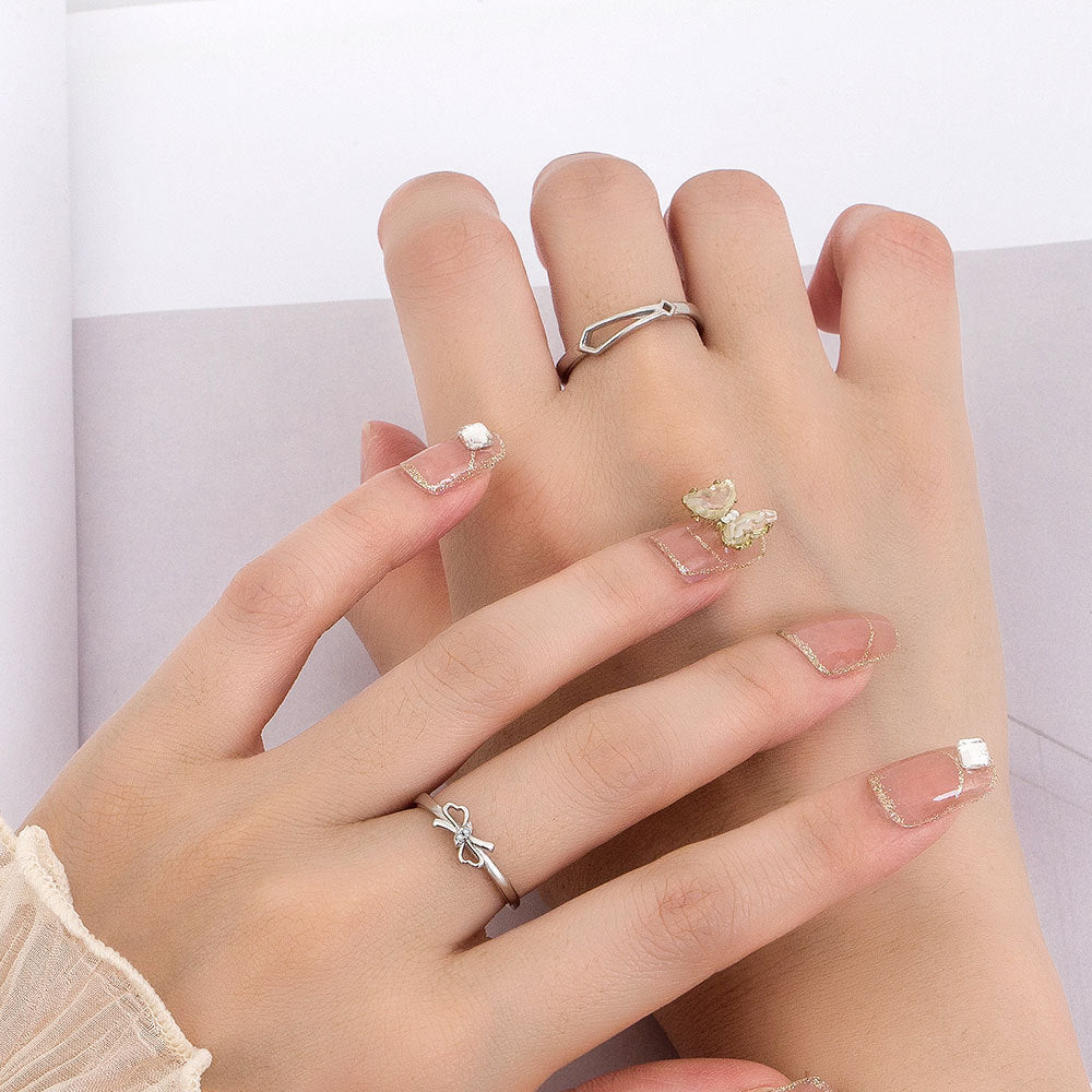 Couple Rings Set Matching Bands Open Ring Design Geometric Copper Rings Fashionable Elegant Rings Him And Her