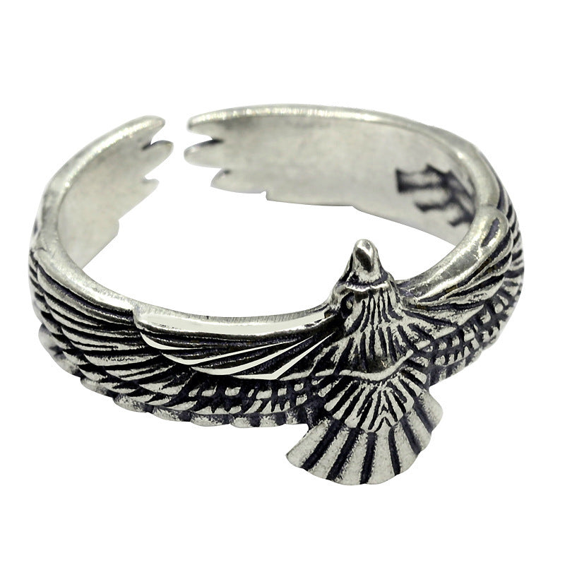 Vintage Eagle Feathered Ring Adjustable Opening Copper Ring Electroplated Fashion Jewelry High Quality Designs