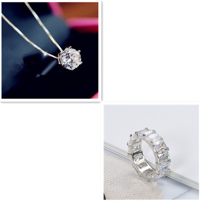 Fashion Bright Diamond Square Gemstone New Ring Women