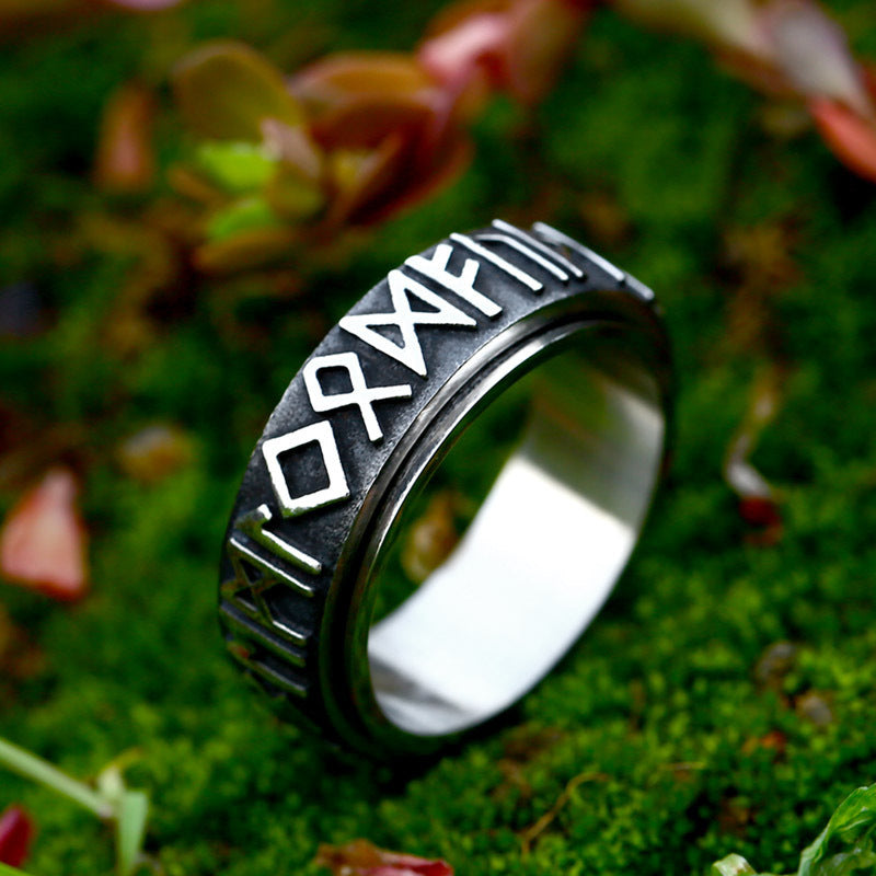 Geometric Alloy Ring Ancient Silver Electroplated Finish European Viking Fashion Unisex Ring For Men And Women