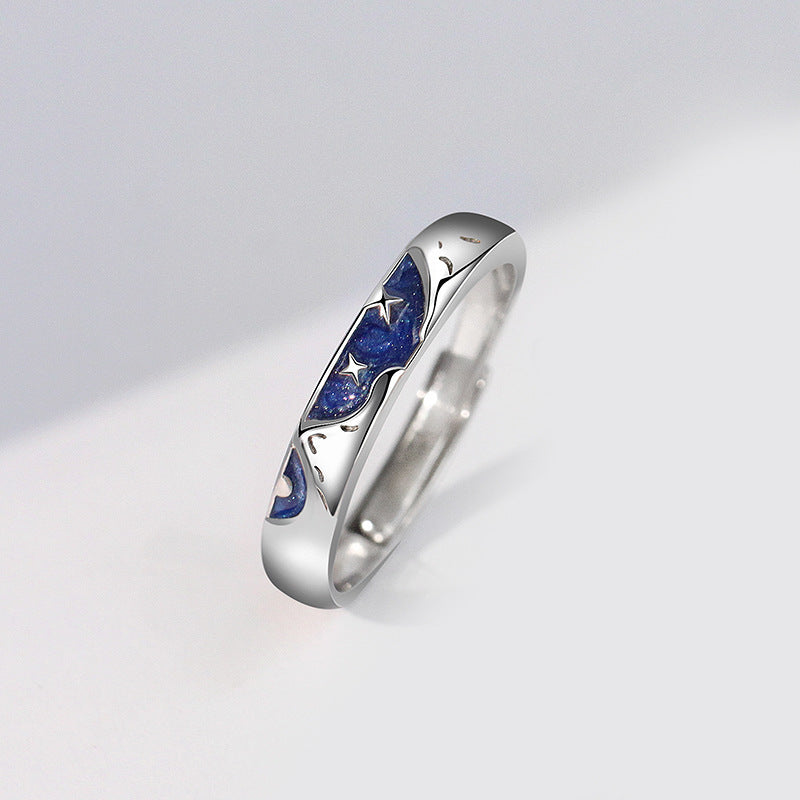 Stars Mountainous Seas Couple Rings Plated Silver Matching Rings For Him And Her Fashionable Bands Anniversary