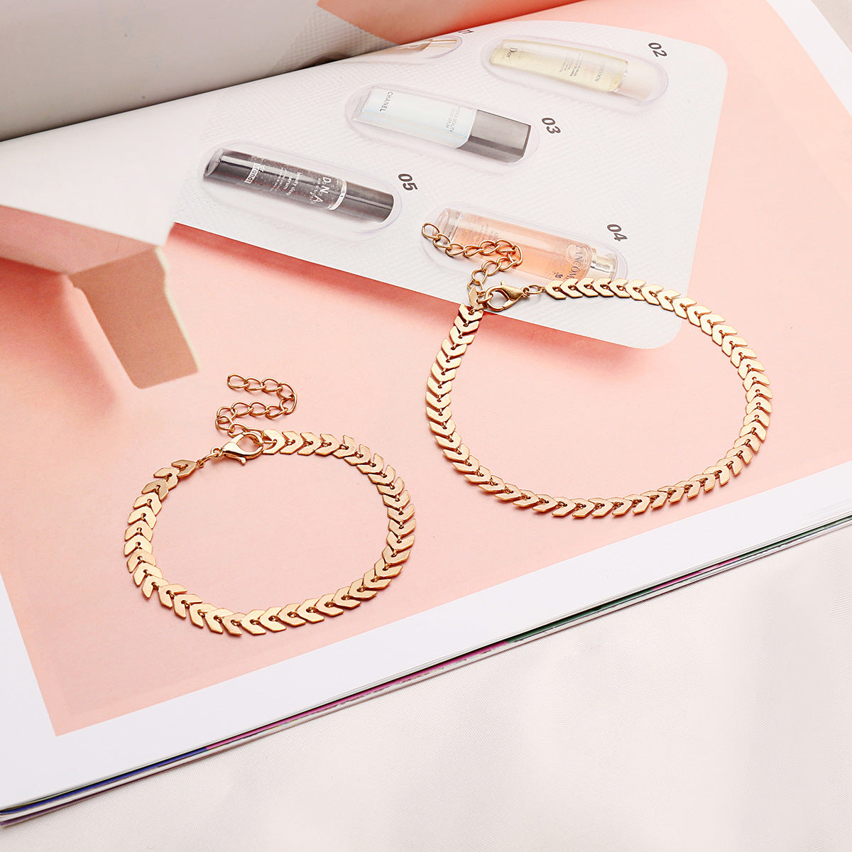 Womens Geometric Metal Bracelet And Anklet Set Simple Elegant Jewelry For Women Versatile Trendy Accessory Collection