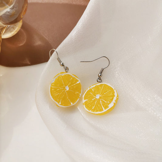 Lemon Fruit Earrings For Women Cute Alloy Stud Earrings Simple Jewelry Individually Packed Everyday Wear Essentials