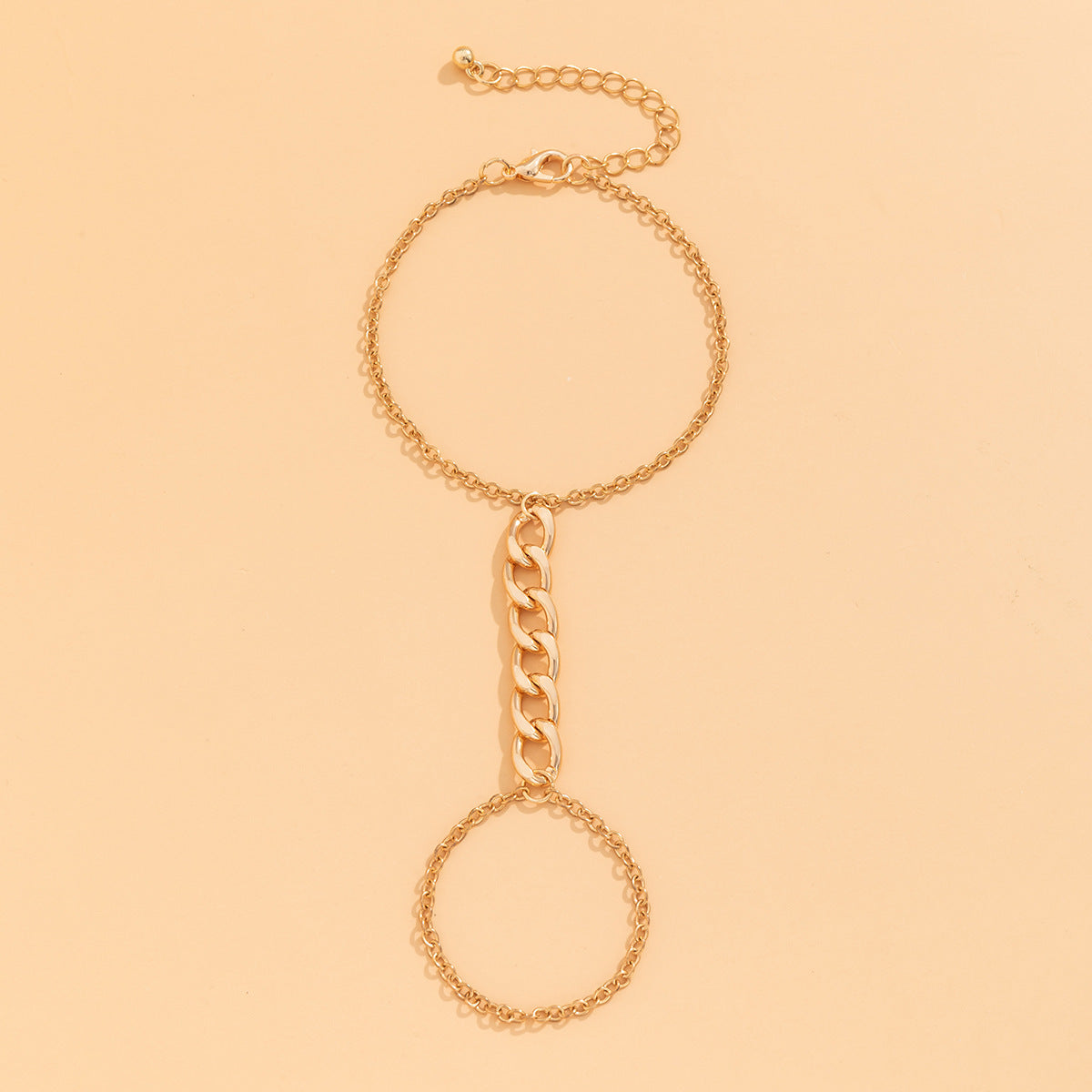 Womens Gold Geometric Hollow Iron Chain Bracelet Finger Chain Ethnic Style Fashion Jewelry Ethnic Style Finery