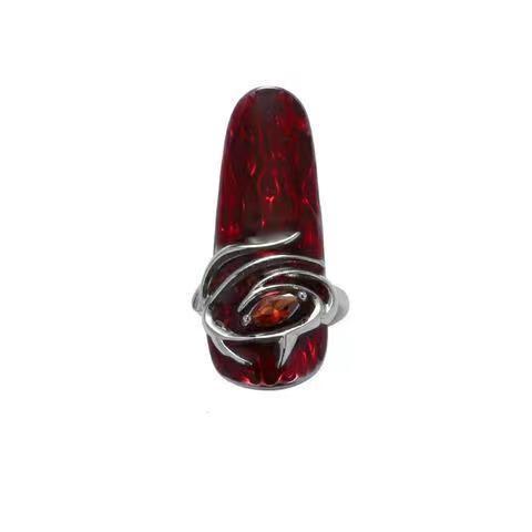 Womens Flame Red Liquid Metal Ring Unique Alloy Fashion Jewelry Modern Abstract Statement Accessory For Modern
