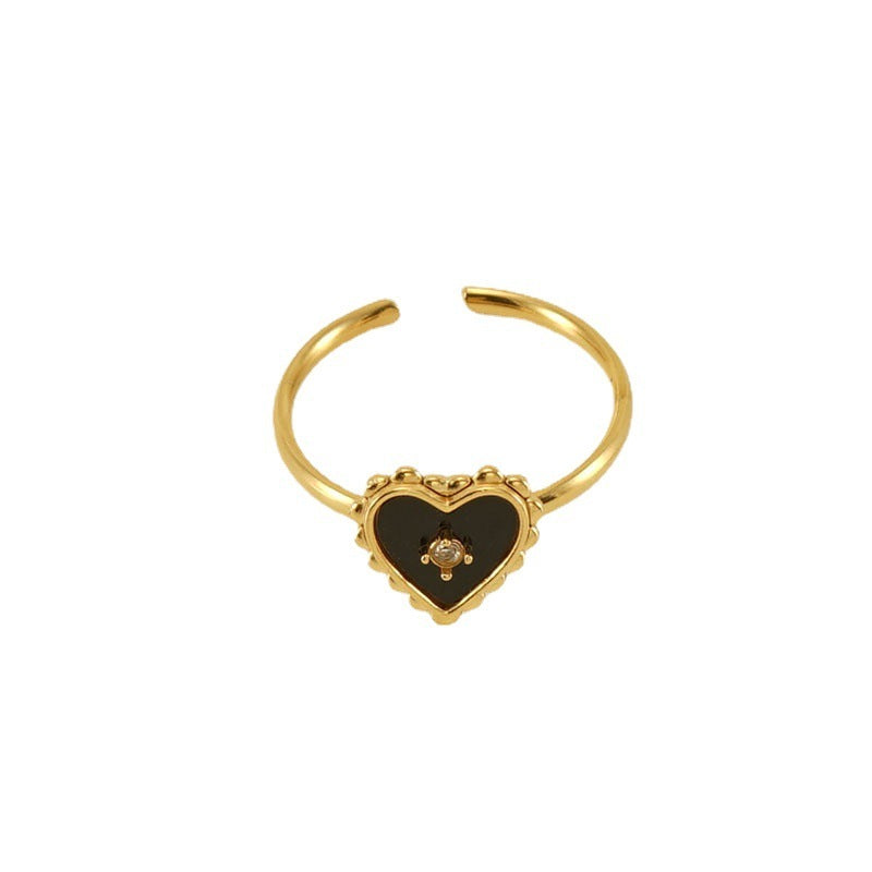 Womens Heart Shaped Stainless Steel Ring Electroplated 18K Gold Tone Finish Durable Jewelry For Everyday Wears