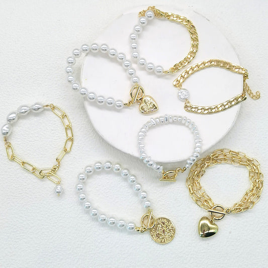 Bohemian Bracelet With Pearl Accents Geometric Shapes