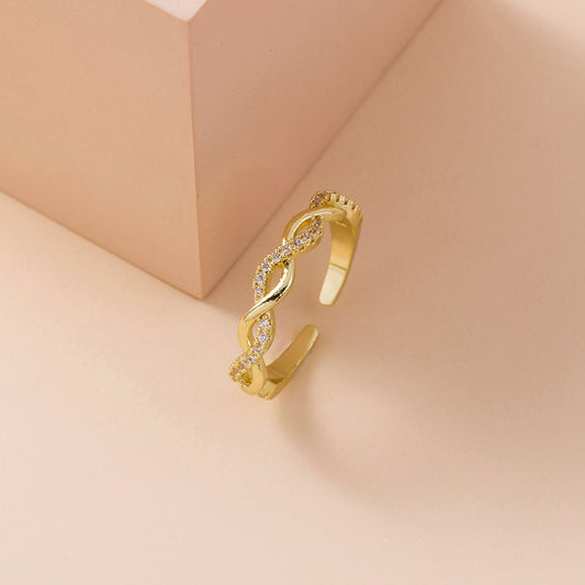 Women Adjustable Gold Ring Twisted Open Copper Electroplating Simple Elegant Design Jewelry Gift Elegant Appeal