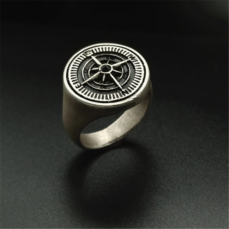Mens Stainless Steel Ring With Compass Vintage Design Unisex Band Jewelry Gift Ring Sizes 6 7 8 9 10 11 Unique