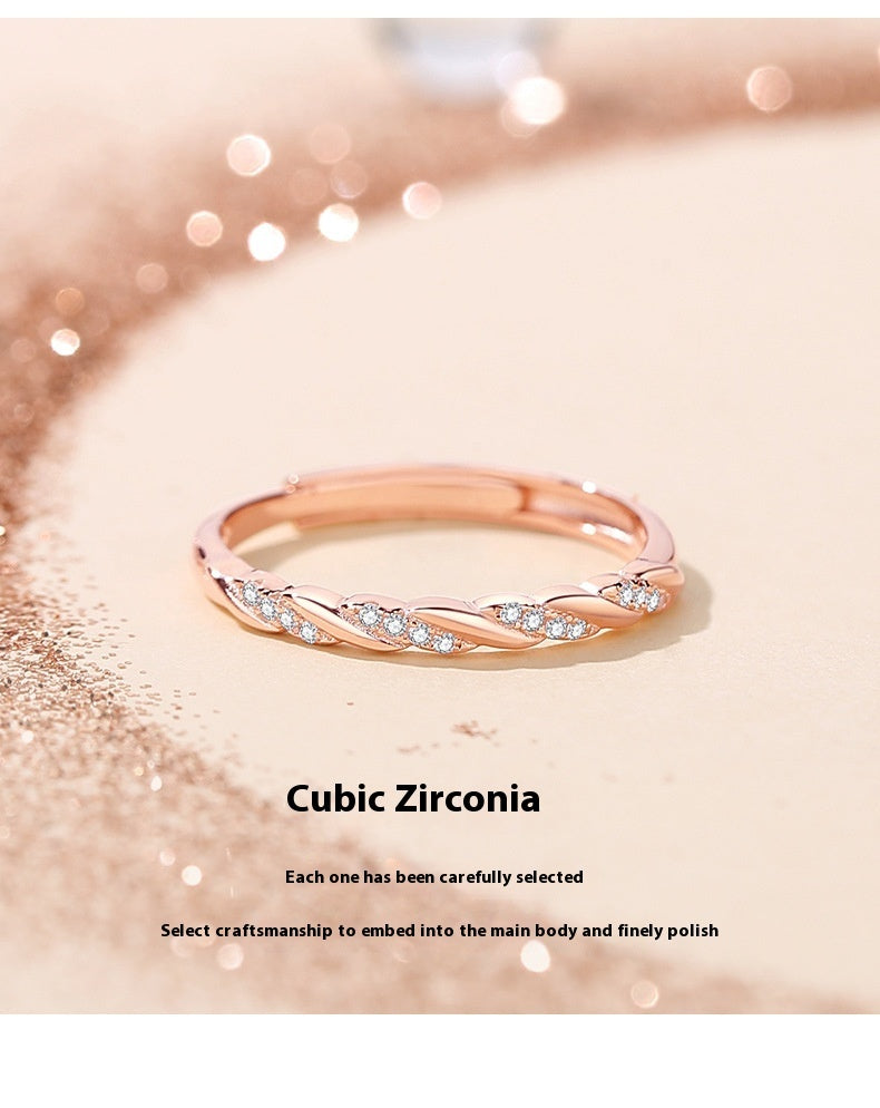 Womens Adjustable 925 Sterling Silver Ring With Olive Branch Geometry Woven Band Fashion Jewelry For Every Day