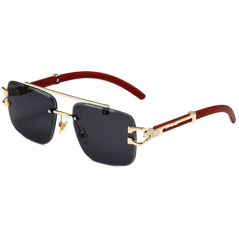 Sunglasses for Men and Women Fashion Double Beam Design Sun Resistant Travel Shades Gold Frame Eyewear Unisex Fit