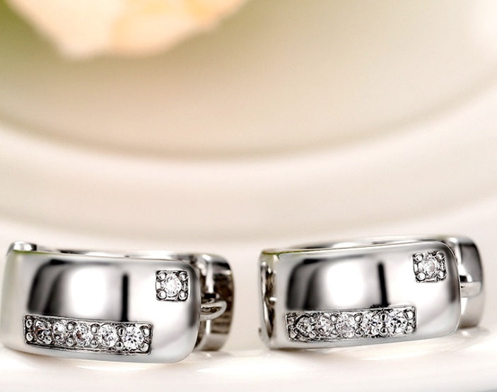 U Shaped Zircon Earrings Gold Plated Wedding Jewelry