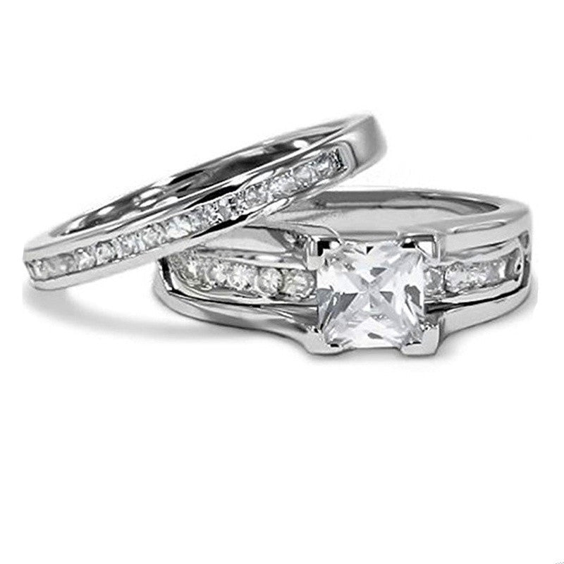 Crown Ring Set With Diamond Accent Three Piece Couple Rings