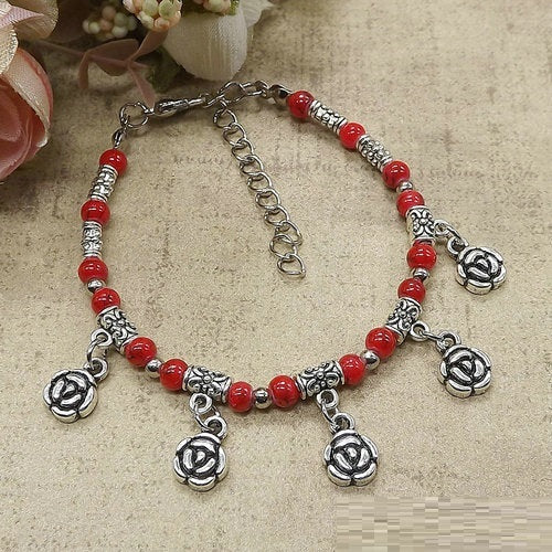 Unisex Bracelet With Tibetan Silver Beads Bohemian Ethnic Fashion Jewelry Travel Accessory And Trade Show Gift