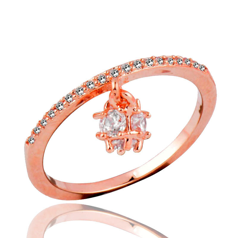 Womens Ring With Zircon Cube Crystal Ball Pendant Electroplated Alloy Fashion Trendy Elegant Design Gift For Her